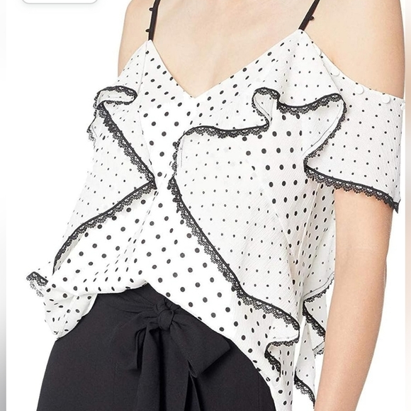 New Adelyn Rae Womens White Black Mini Dress Polka Dots Ruffle Convertible S… - Picture 3 of 12